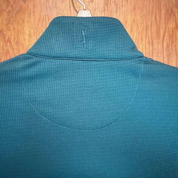 NWT PGA Tour 1/4‎ Zip Stretch Thermal Mens Medium Dark Teal Golf Dad Outdoor - Picture 5 of 10